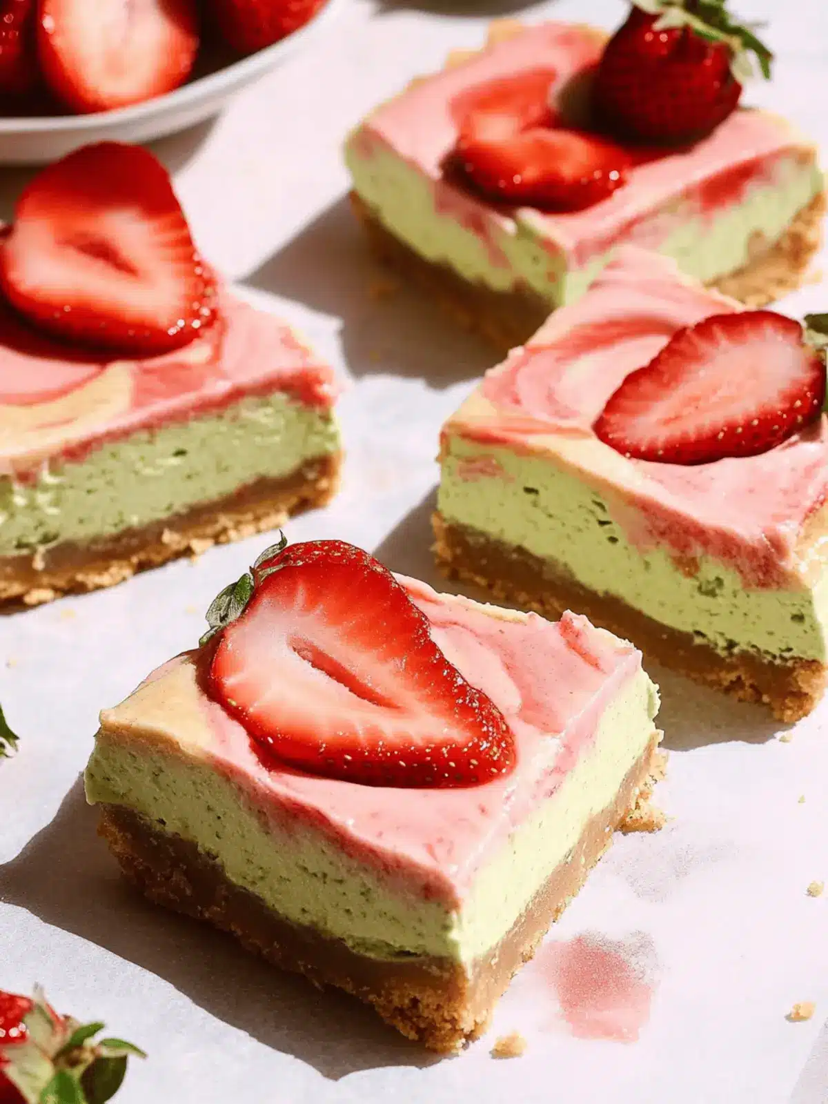 Strawberry Matcha Latte Cheesecake Bars That Wow Every Bite 4 Strawberry Matcha Latte Cheesecake Bars