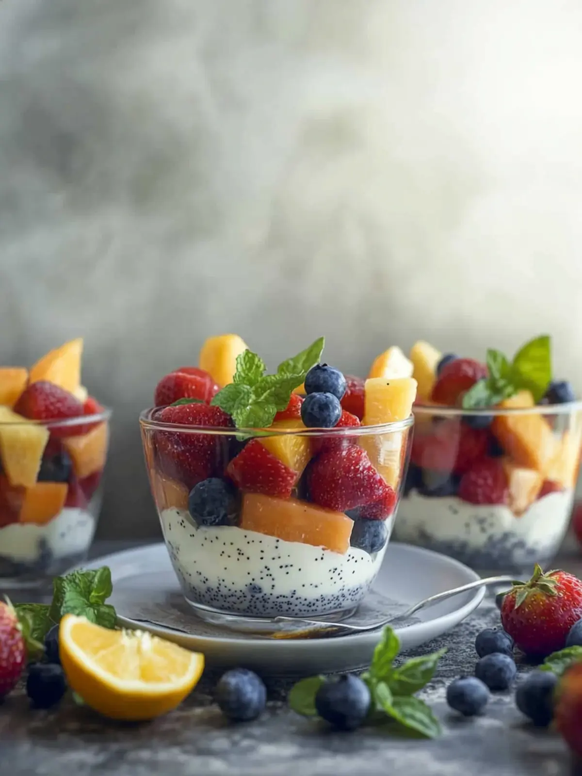 Summer Fruit Salad with Citrus Poppy Seed Yogurt