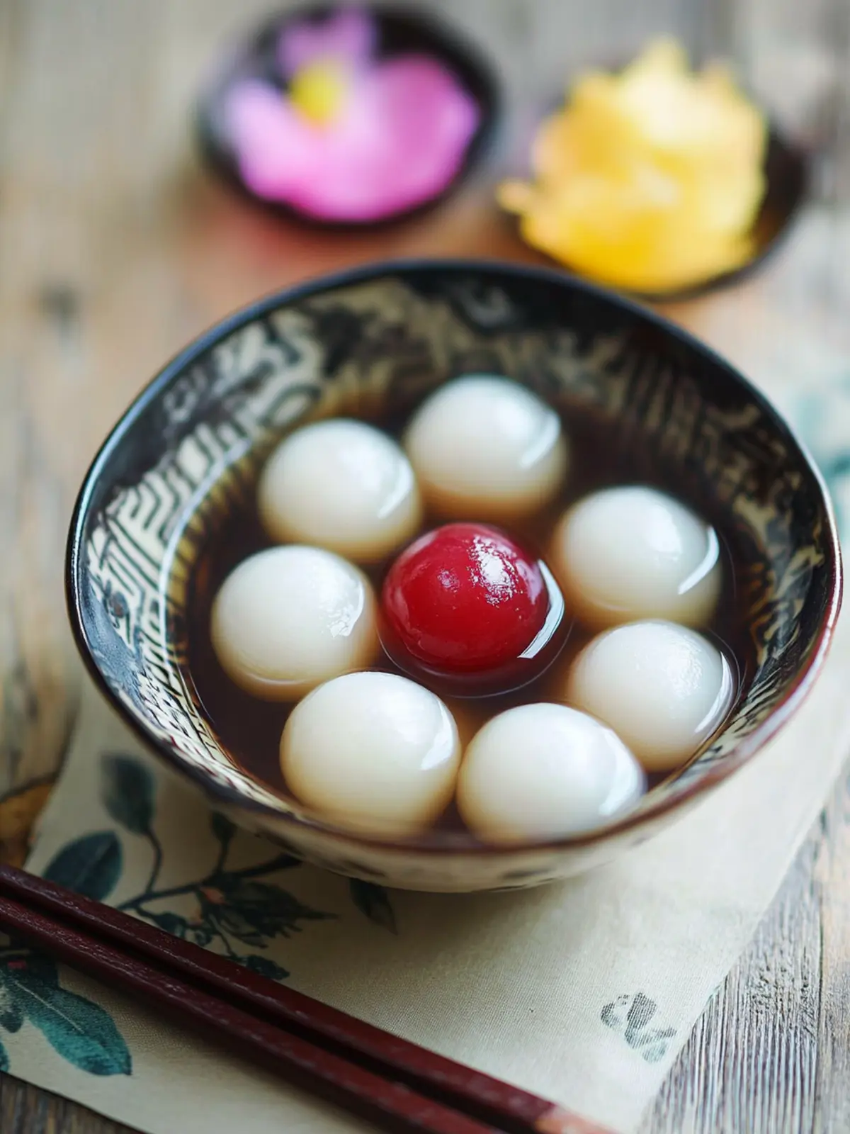 Tang Yuan (Glutinous Rice Balls) with Red Bean Paste Filling- Traditional dishes for Lunar New year