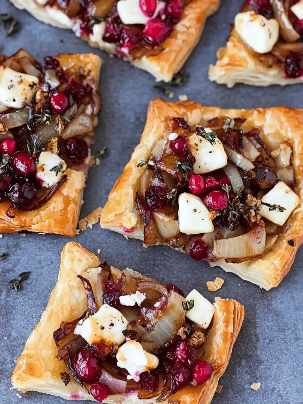 Savory Caramelized Onion, Brie and Cranberry Pastry Bites 2 Caramelized Onion, Brie and Cranberry Pastry Bites