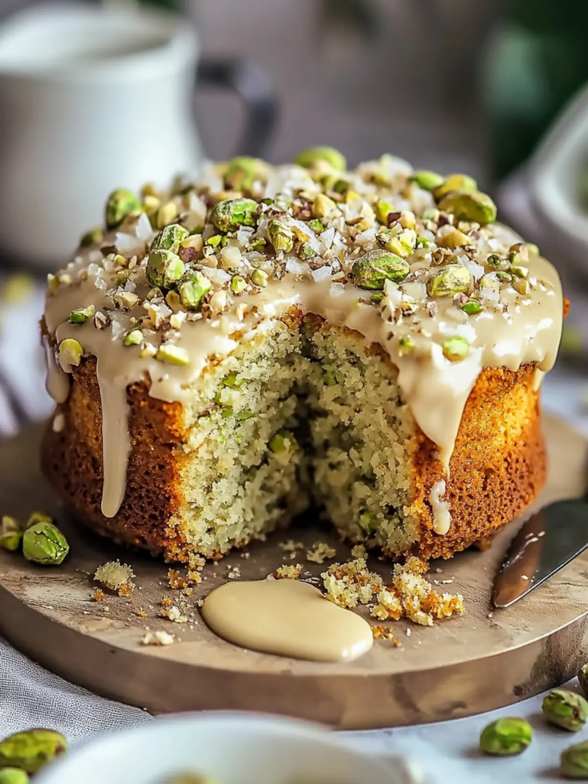 A Lush and Flavorful Irresistible Vegan Pistachio Coffee Cake