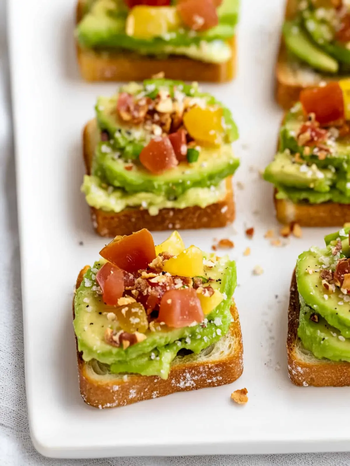 Delicious Miniature Avocado Toasts for a Flavorful Snack Attack 2 Miniature Avocado Toasts