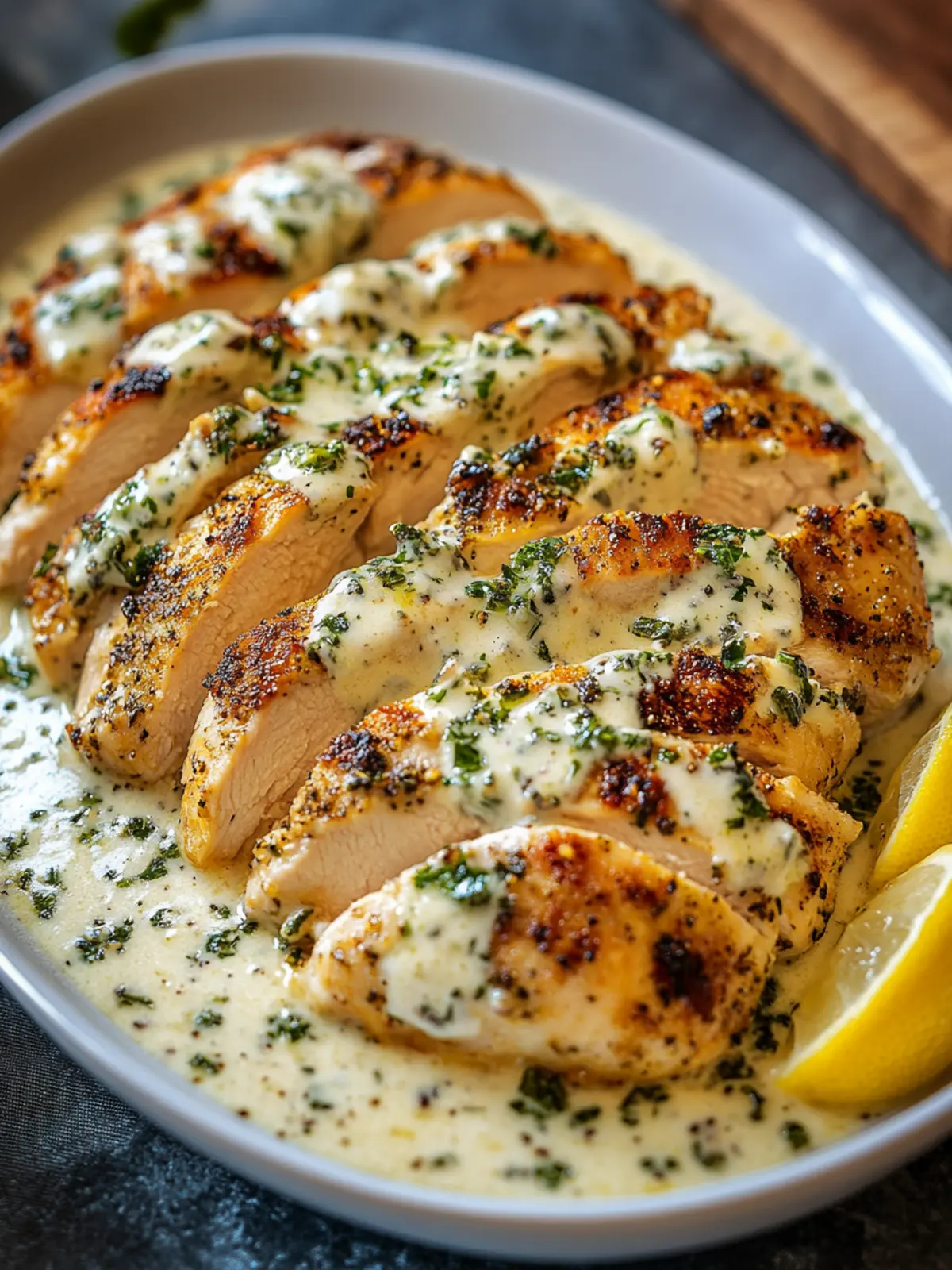 Baked Caesar Chicken with Creamy Parmesan Sauce