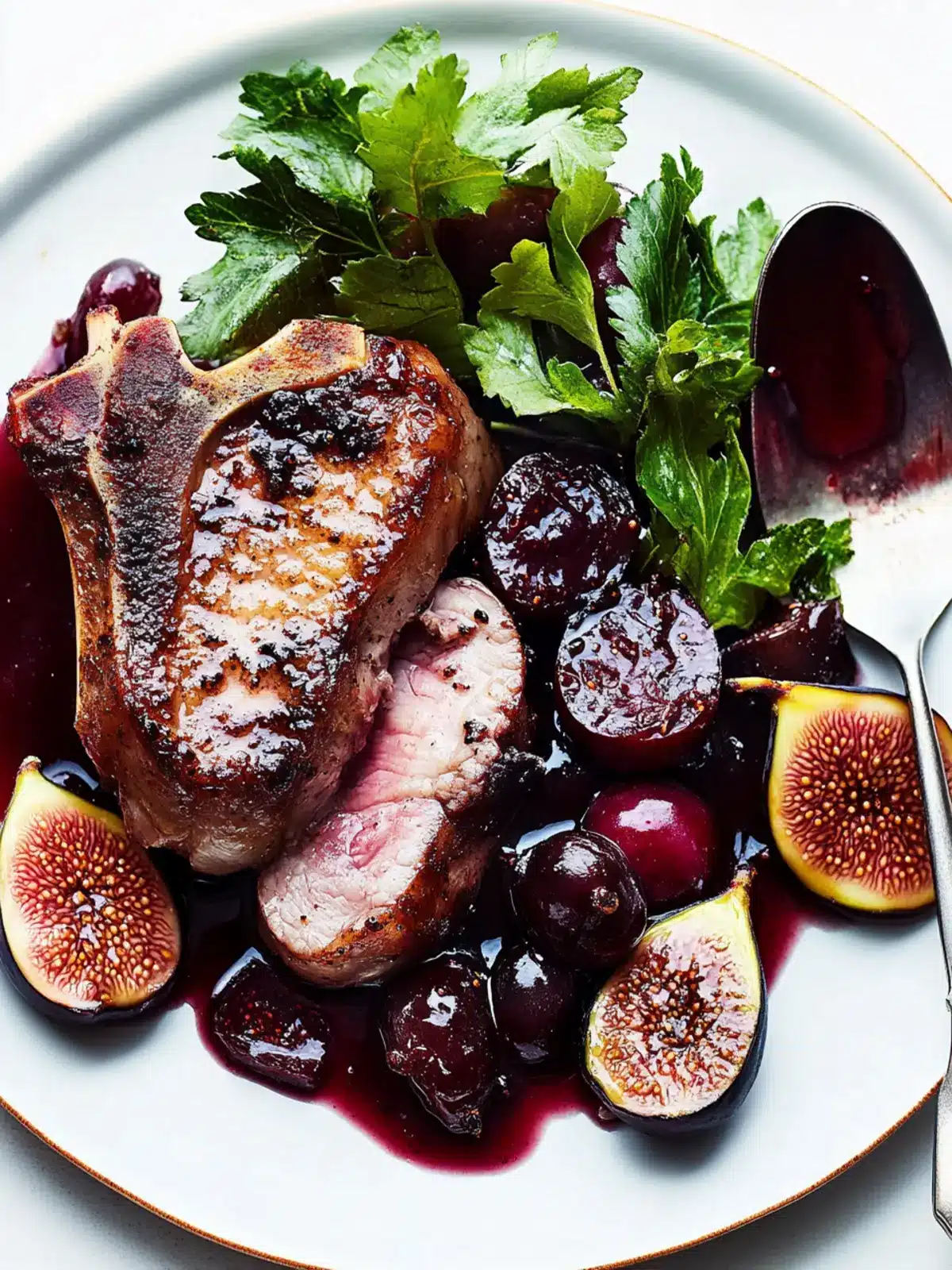 Pork Chops With Fig and Grape Agrodolce- New Year's Eve  main course