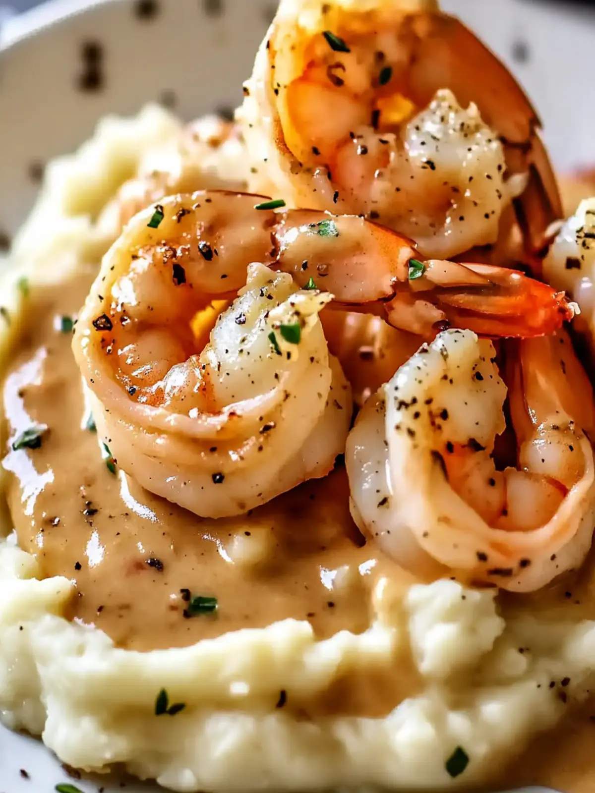 Creamy Garlic Shrimp Over Mashed Potatoes