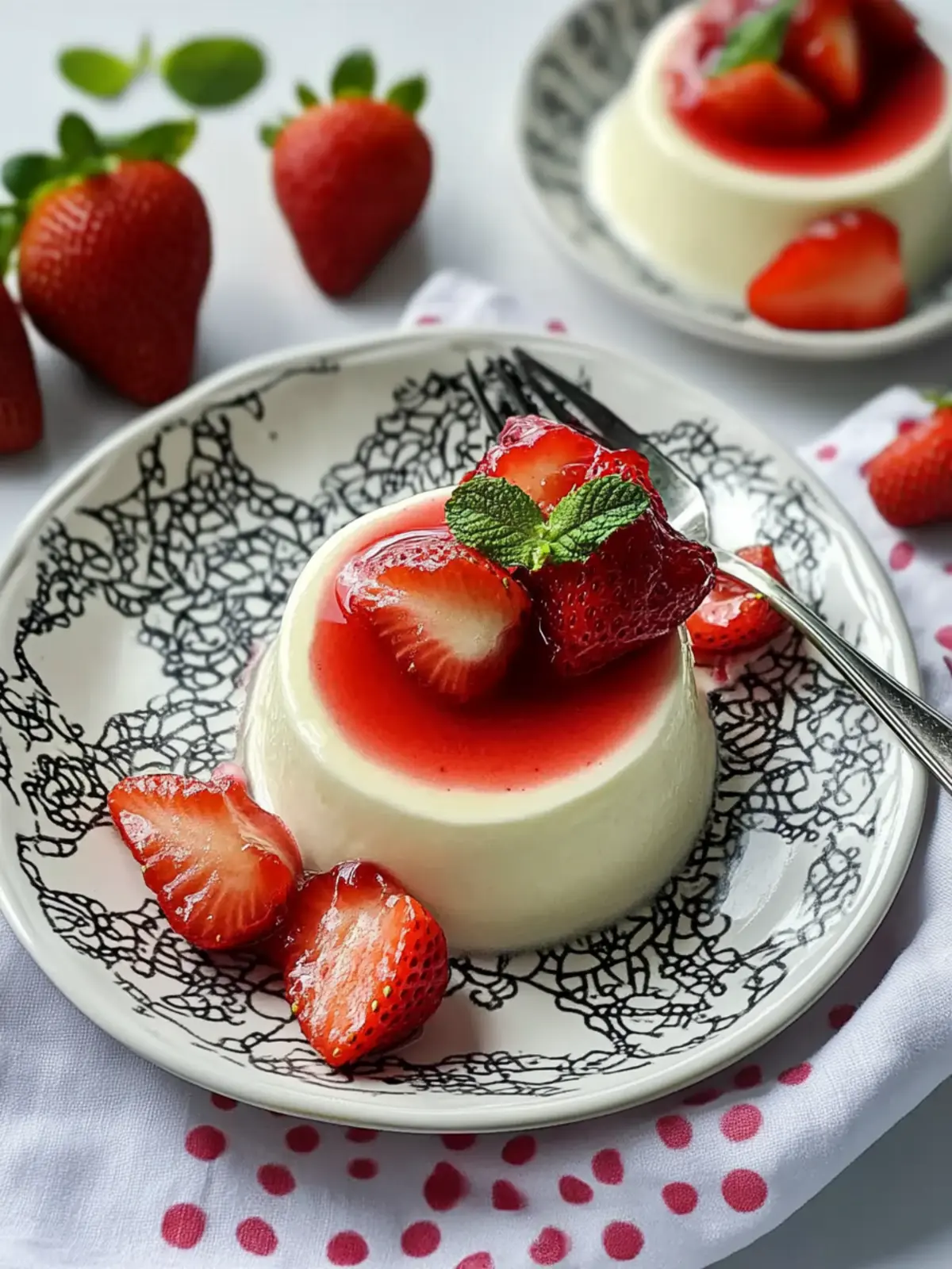 White Chocolate Panna Cotta with Stewed Strawberries- Strawberry desserts for Valentine's day