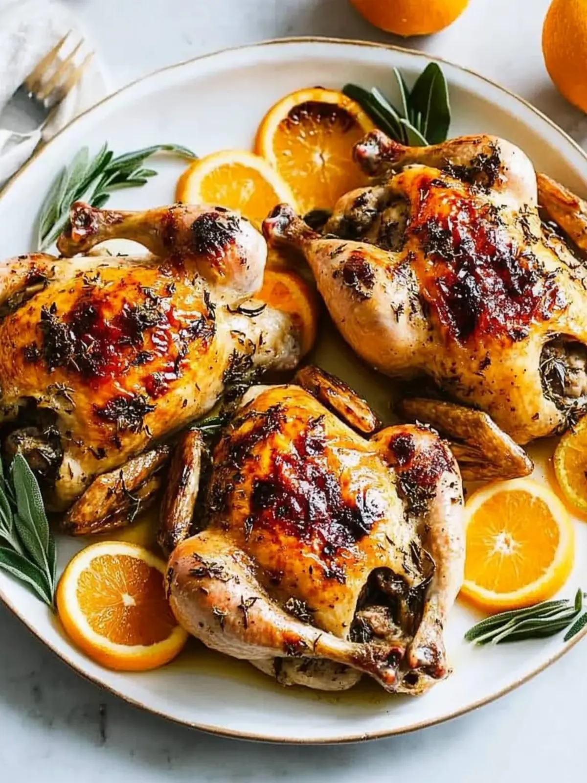 Two Roast Chickens With Citrus and Sage
