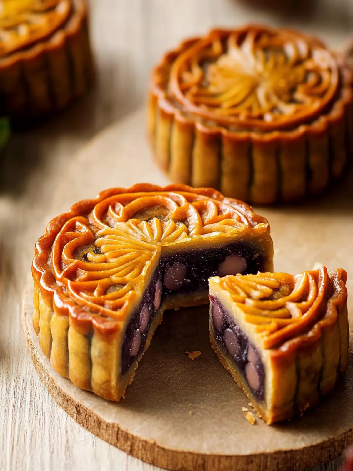 Red Bean Mooncakes With Salted Egg Yolk- Lunar New Year prosperity recipes