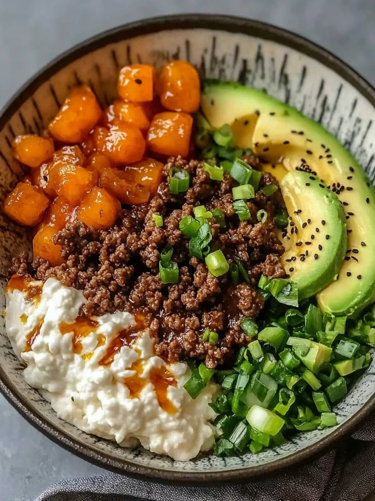 Ground Beef Hot Honey Bowl