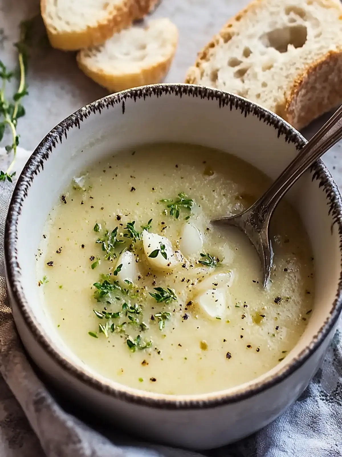 Traditional Country French Style Garlic Soup