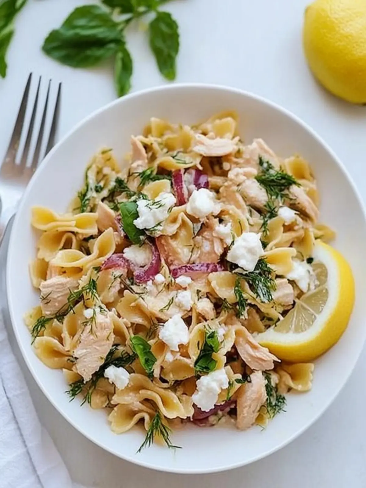 Lemon Dill Chicken Pasta with Goat Cheese