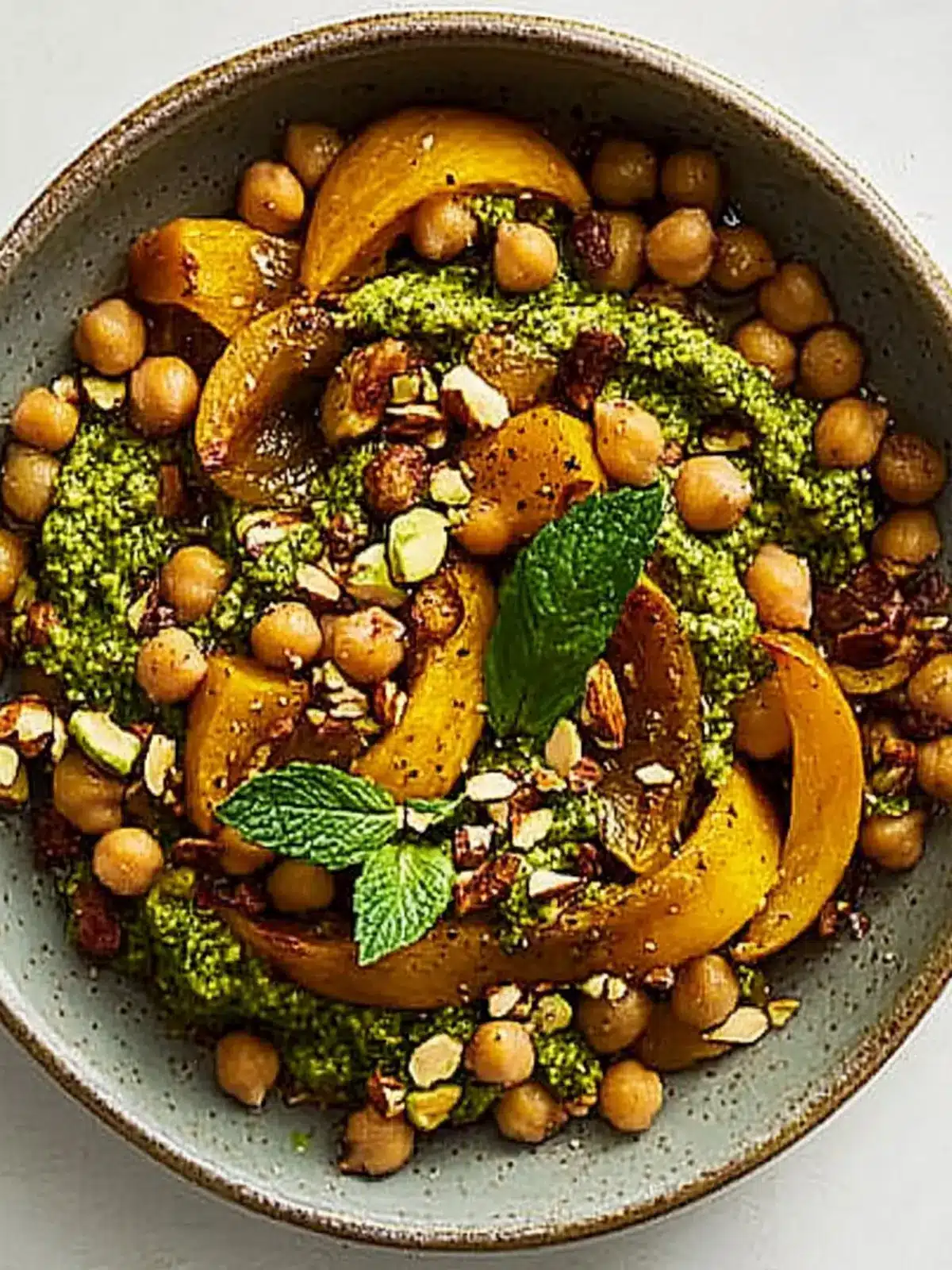 Maple-Roasted Squash and Chickpeas with Mint-Pistachio Pesto Delight 4 Maple-Roasted Squash and Chickpeas With Mint-Pistachio Pesto