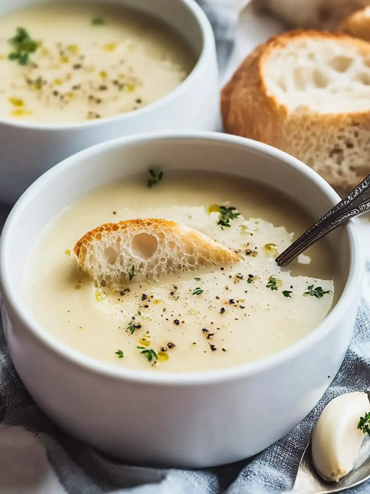 Traditional Country French Style Garlic Soup