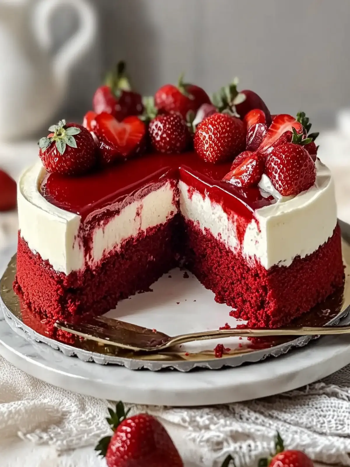 Strawberry Red Velvet Cheesecake- Valentine s Day desserts