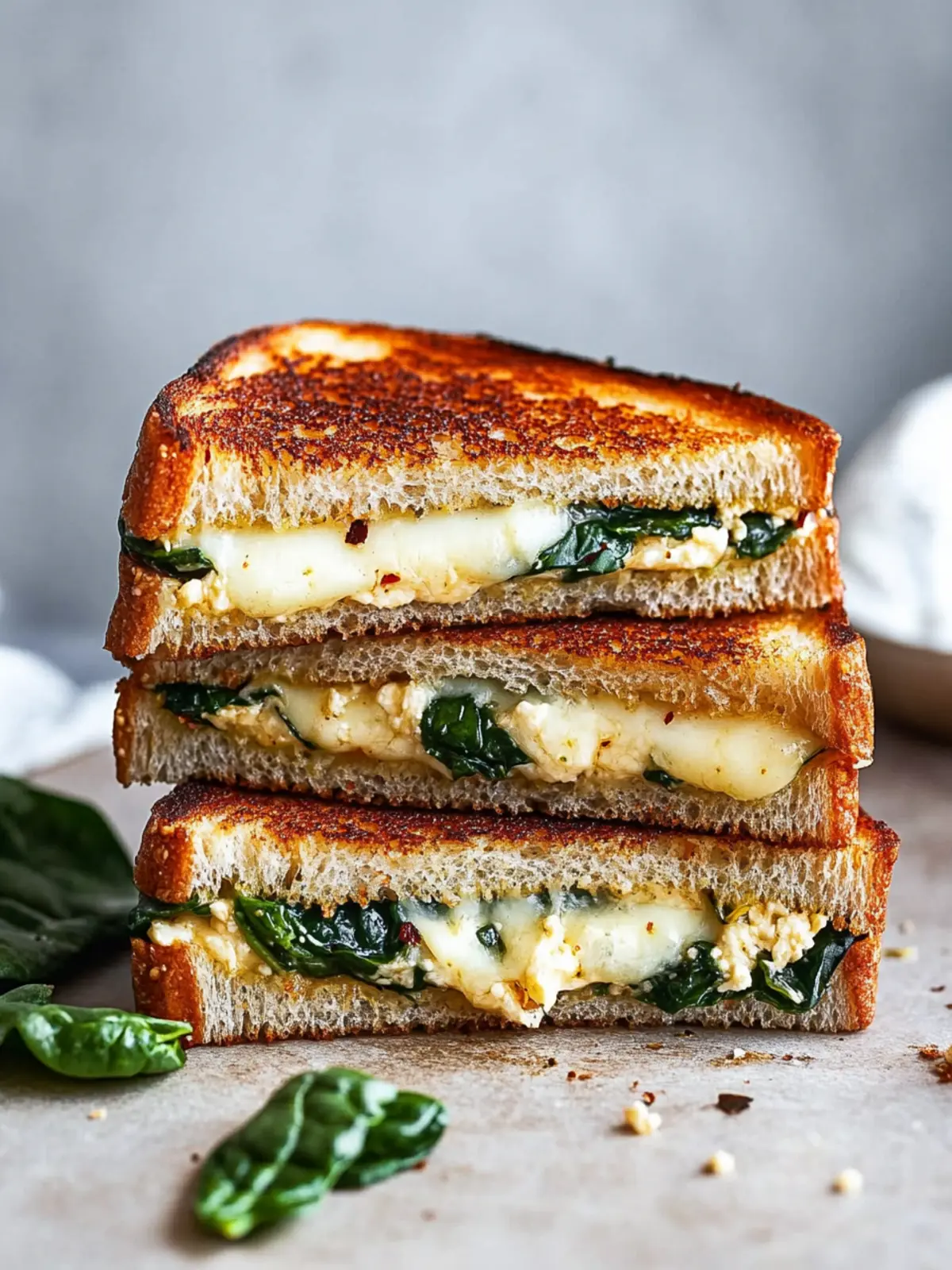 Feta Grilled Cheese Sandwich with Spinach