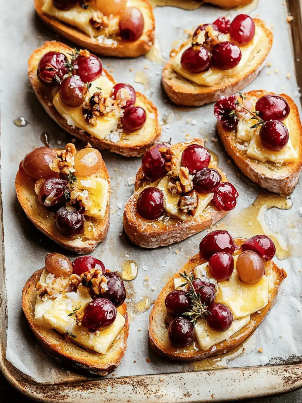 Roasted Grape & Brie Crostini with Honey + Sea Salt