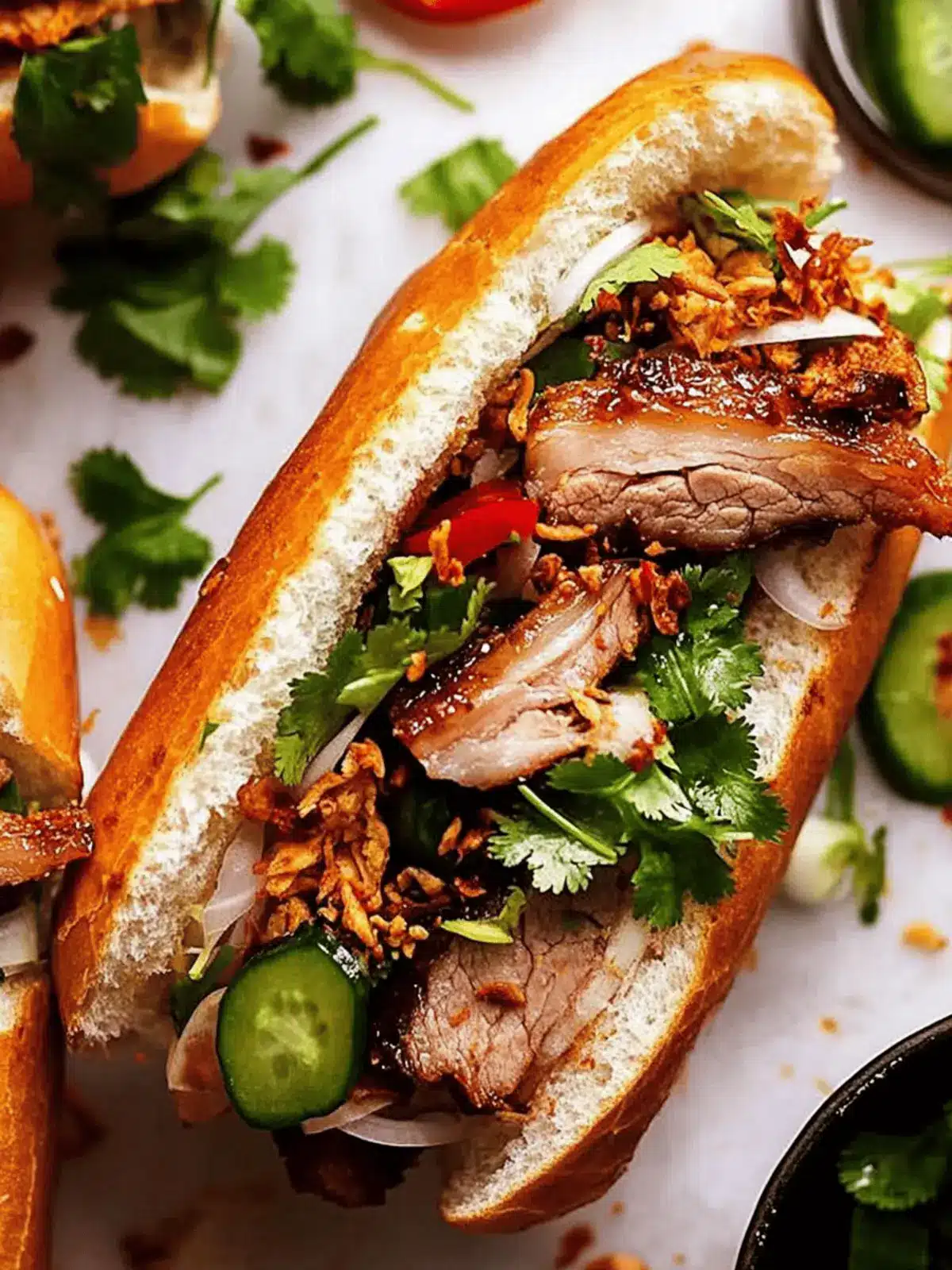 Crispy Pork Belly Banh Mi: A Flavorful Twist on Tradition 2 Crispy pork belly banh mi