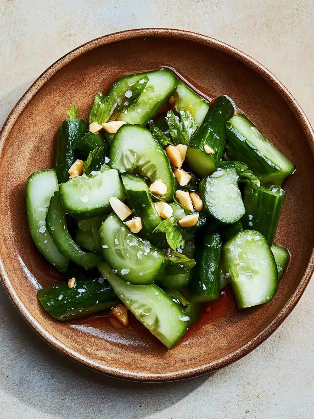 Smashed Cucumber Salad with Hot Vinegar