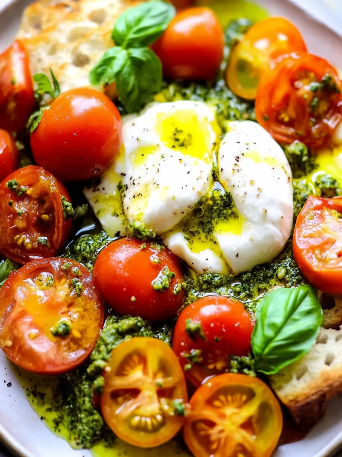 Burrata with Tomatoes & Pesto: An Irresistible Toast Delight 2 Burrata with Tomatoes & Pesto