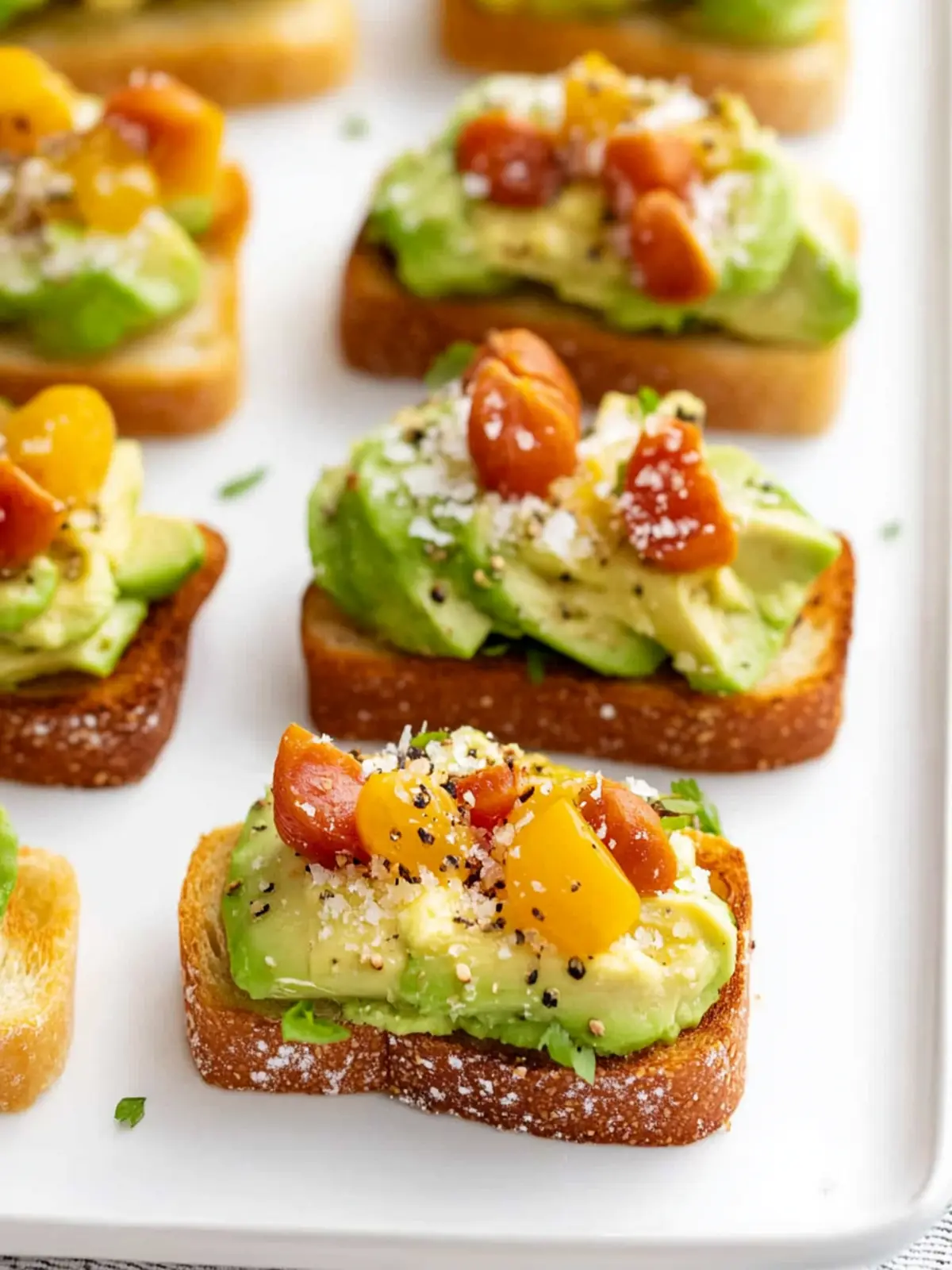 Delicious Miniature Avocado Toasts for a Flavorful Snack Attack 3 Miniature Avocado Toasts