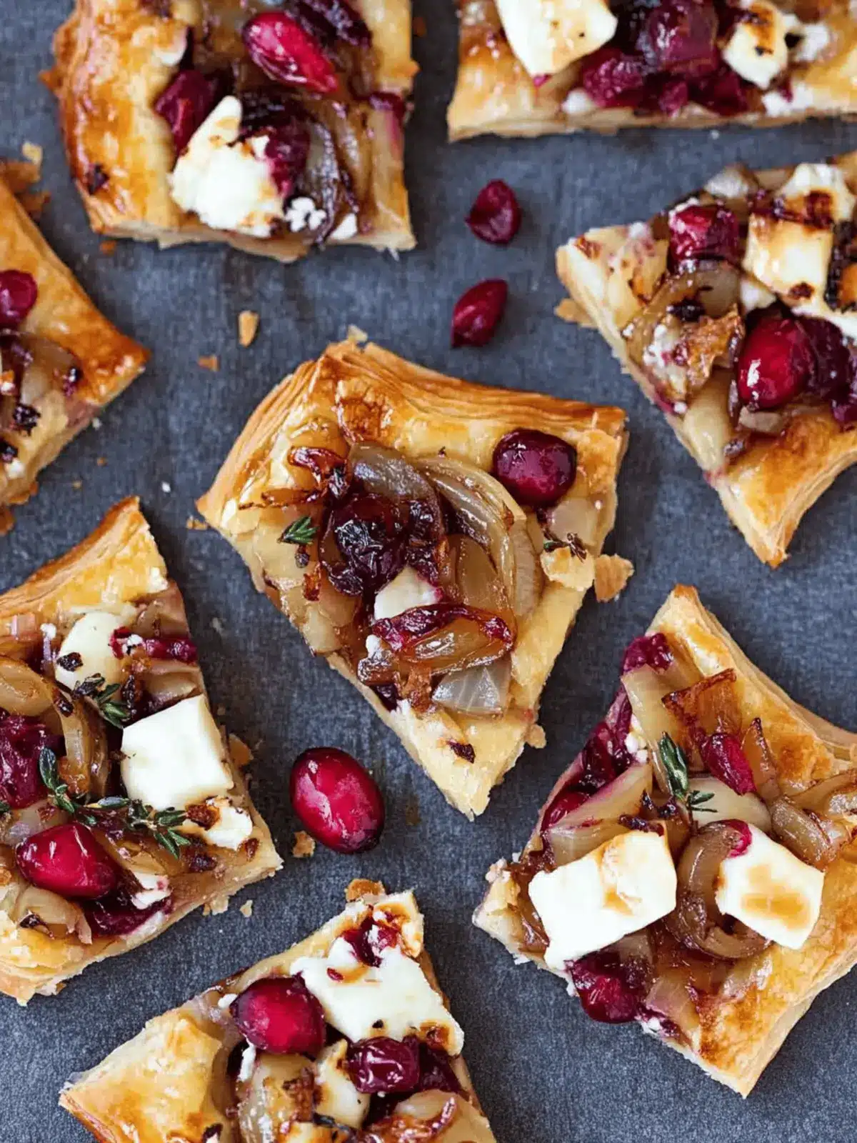 Savory Caramelized Onion, Brie and Cranberry Pastry Bites 3 Caramelized Onion, Brie and Cranberry Pastry Bites