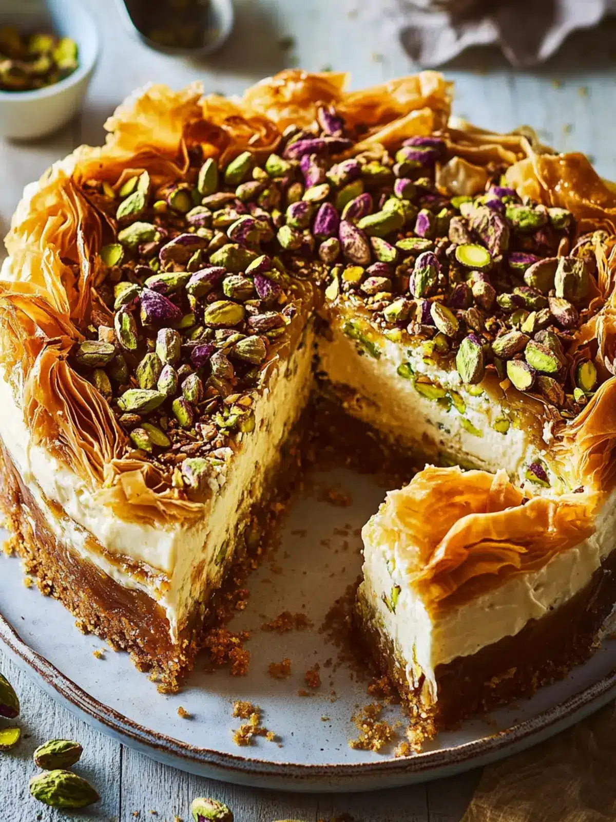 Baklava Pistachio Cheesecake: A Luxurious Dessert Delight 3 Baklava Pistachio Cheesecake