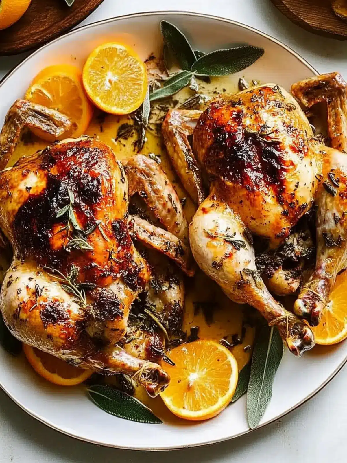 Two Roast Chickens With Citrus and Sage