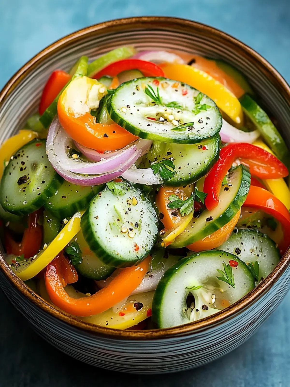 Pickled Cucumber, Onion, and Bell Pepper Salad