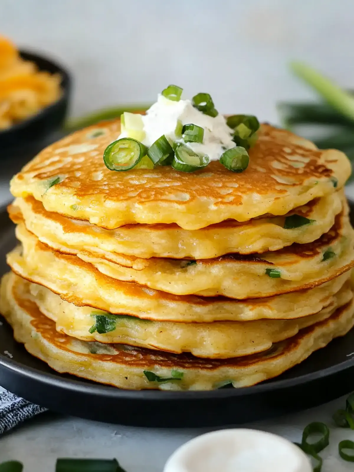 Cheesy Savory Pancakes with Green Onions
