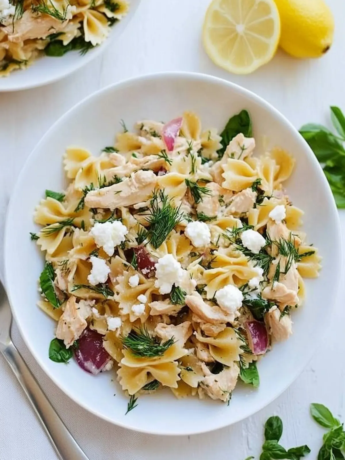 Lemon Dill Chicken Pasta with Goat Cheese