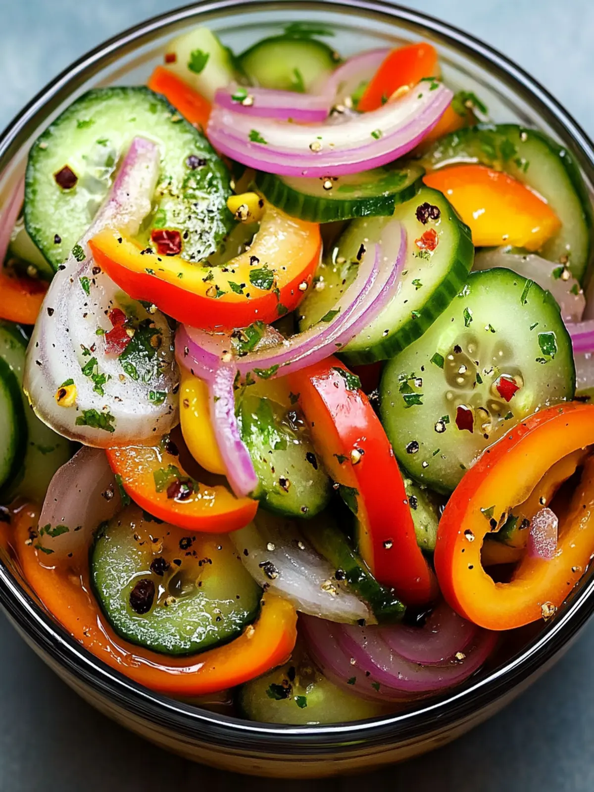 Pickled Cucumber, Onion, and Bell Pepper Salad