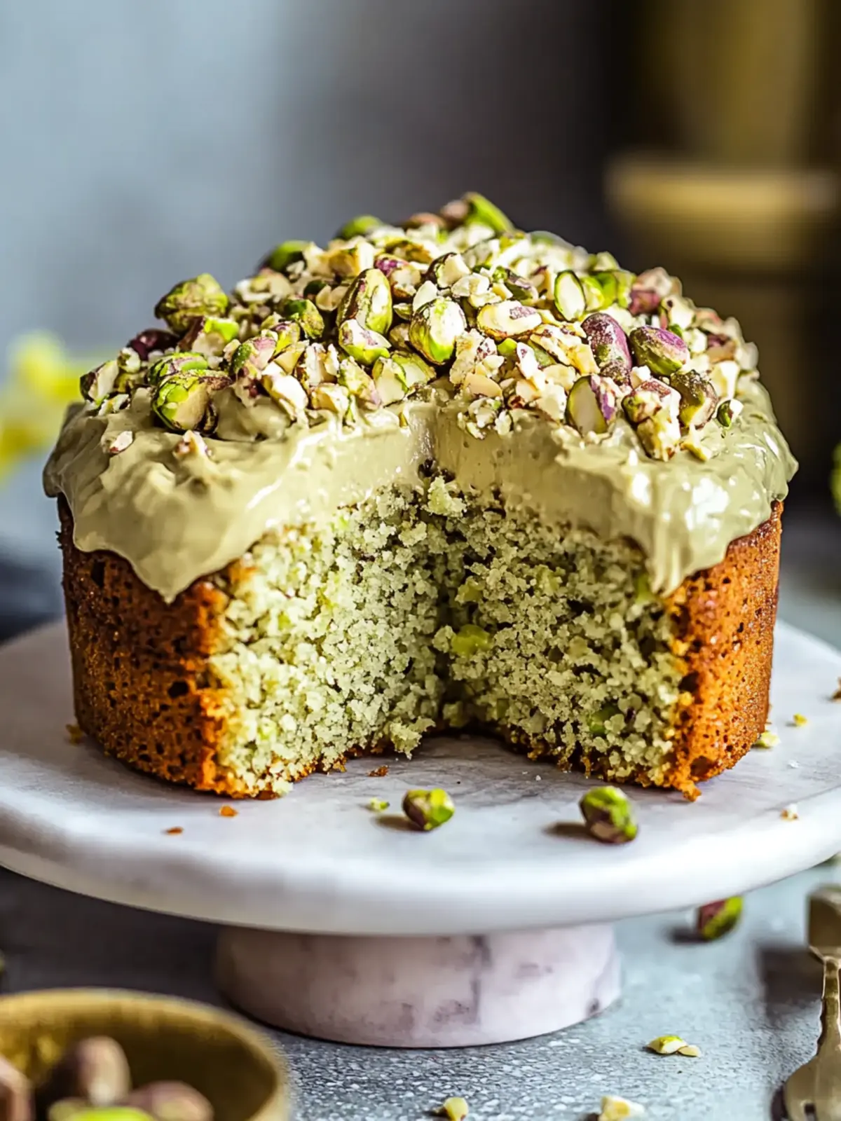 A Lush and Flavorful Irresistible Vegan Pistachio Coffee Cake
