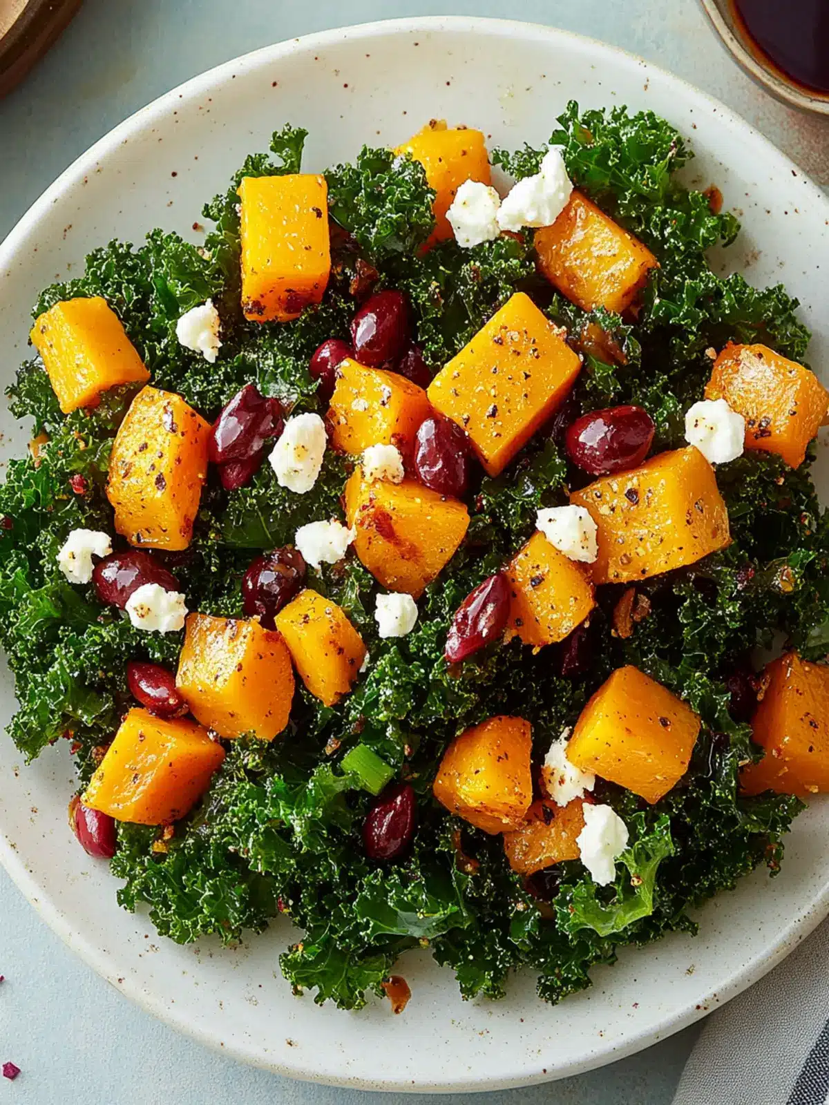 Air Fryer Roasted Butternut Squash & Kale Salad Bliss 4 Air Fryer Roasted Butternut Squash & Kale Salad with Balsamic-Maple Dressing