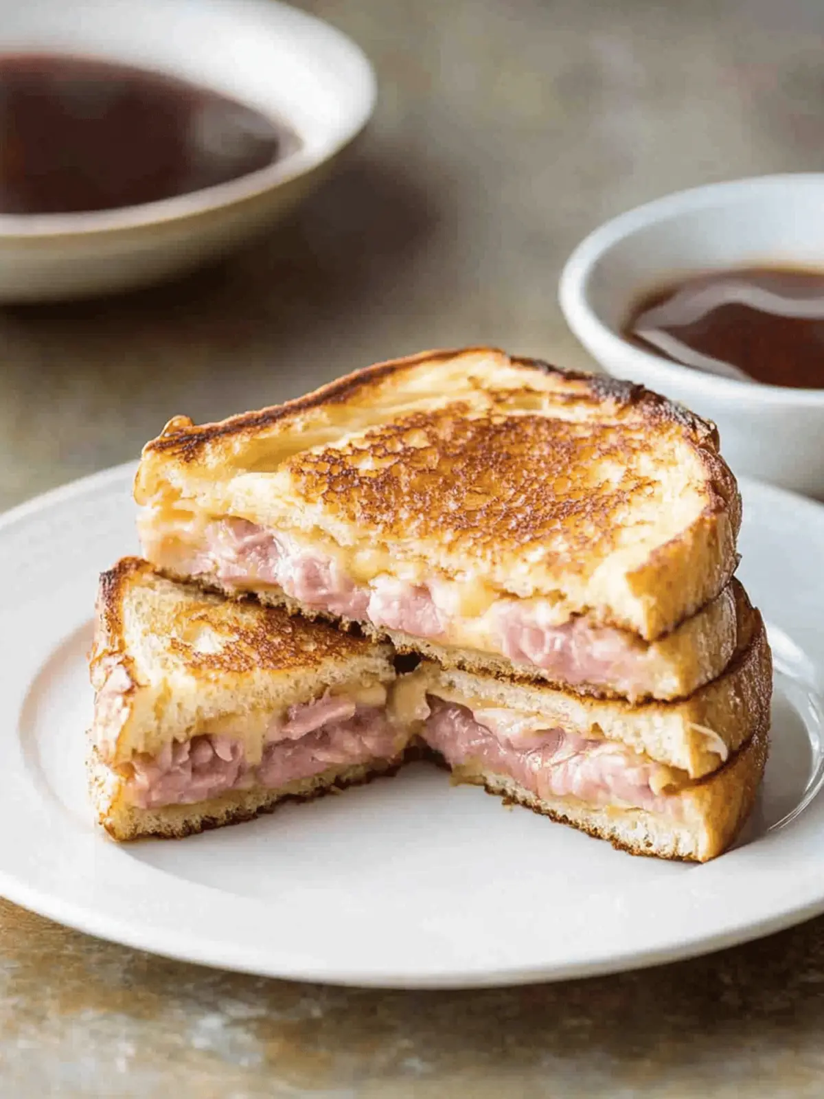 Mouthwatering Monte Cristo Sandwich: Savory French Toast Bliss 2 Monte Cristo Sandwich (Ham Cheese French Toast)