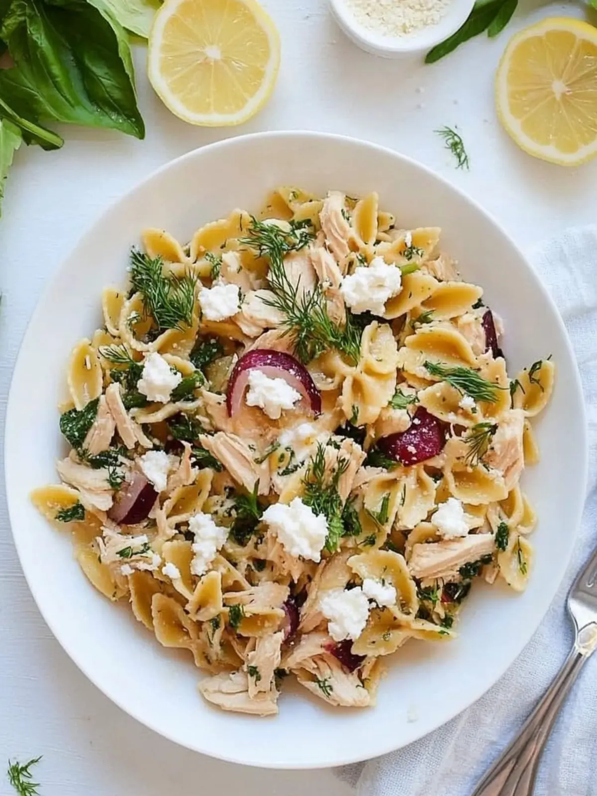 Lemon Dill Chicken Pasta with Goat Cheese