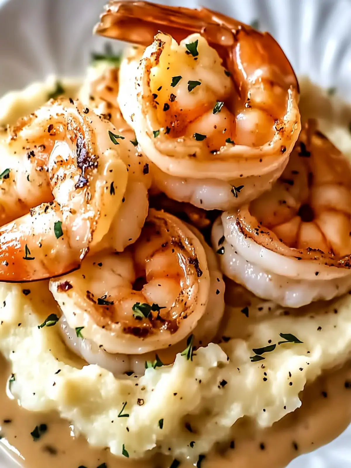 Creamy Garlic Shrimp Over Mashed Potatoes