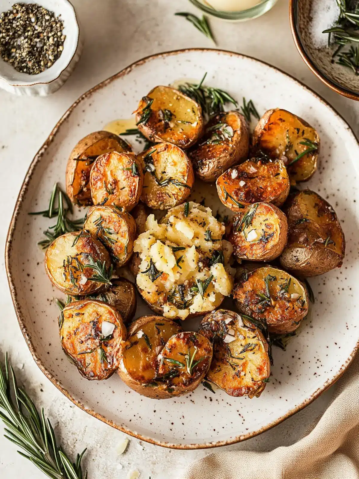Crispy Smashed Fingerling Potatoes with Rosemary Garlic Butter 2 Smashed Fingerling Potatoes with Rosemary Garlic Butter