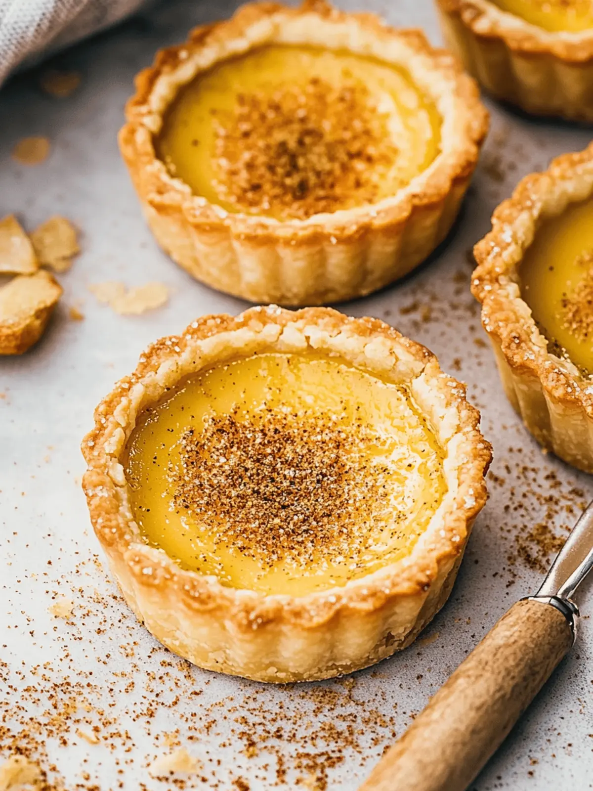 Vegan custard tarts with nutmeg