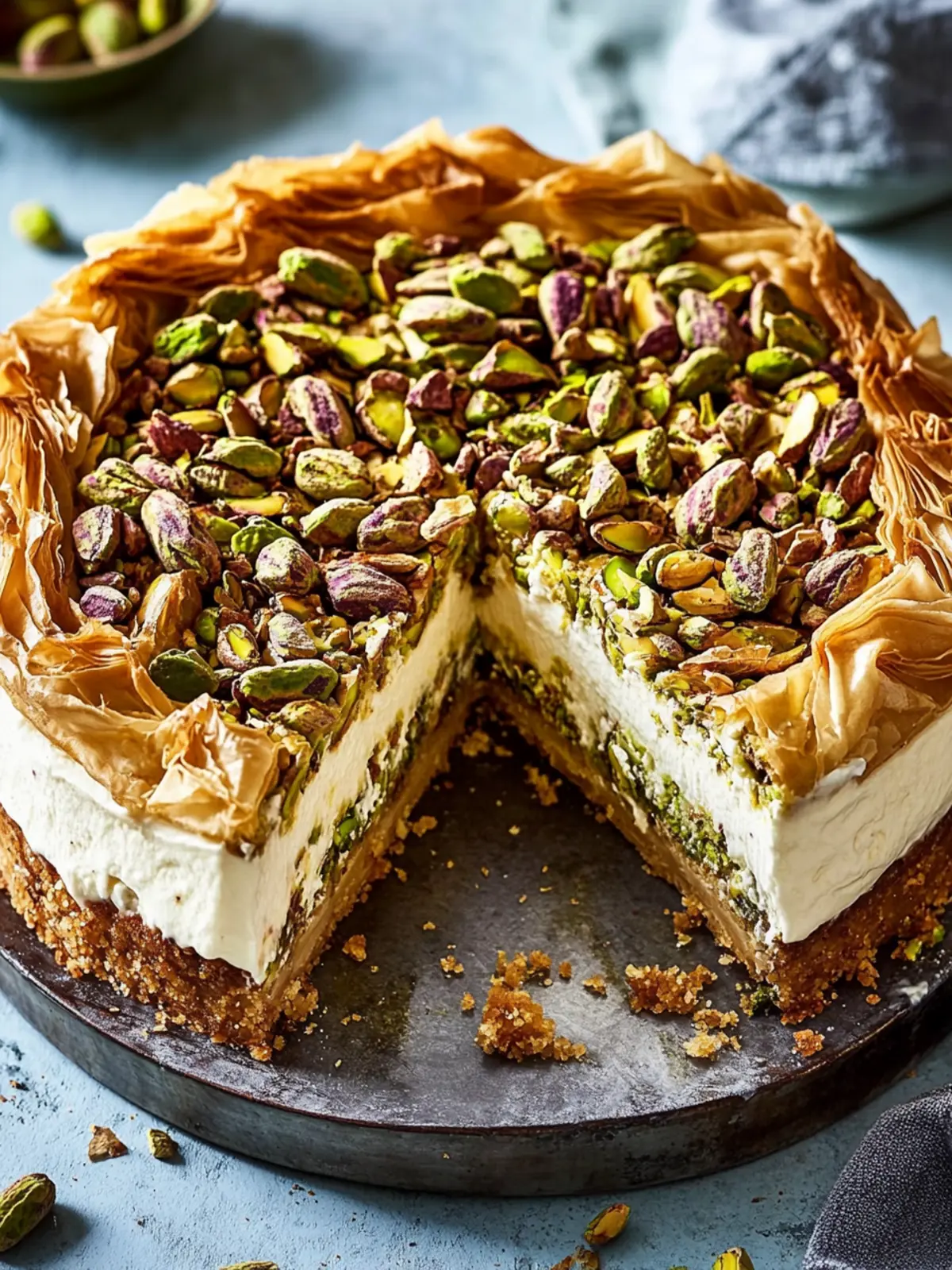 Baklava Pistachio Cheesecake: A Luxurious Dessert Delight 4 Baklava Pistachio Cheesecake