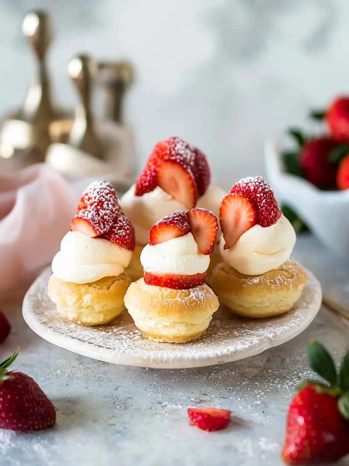 Create Irresistible Strawberry Rosé Profiteroles at Home! 4 Strawberry Rosé Profiteroles (Mini Cream Puffs)