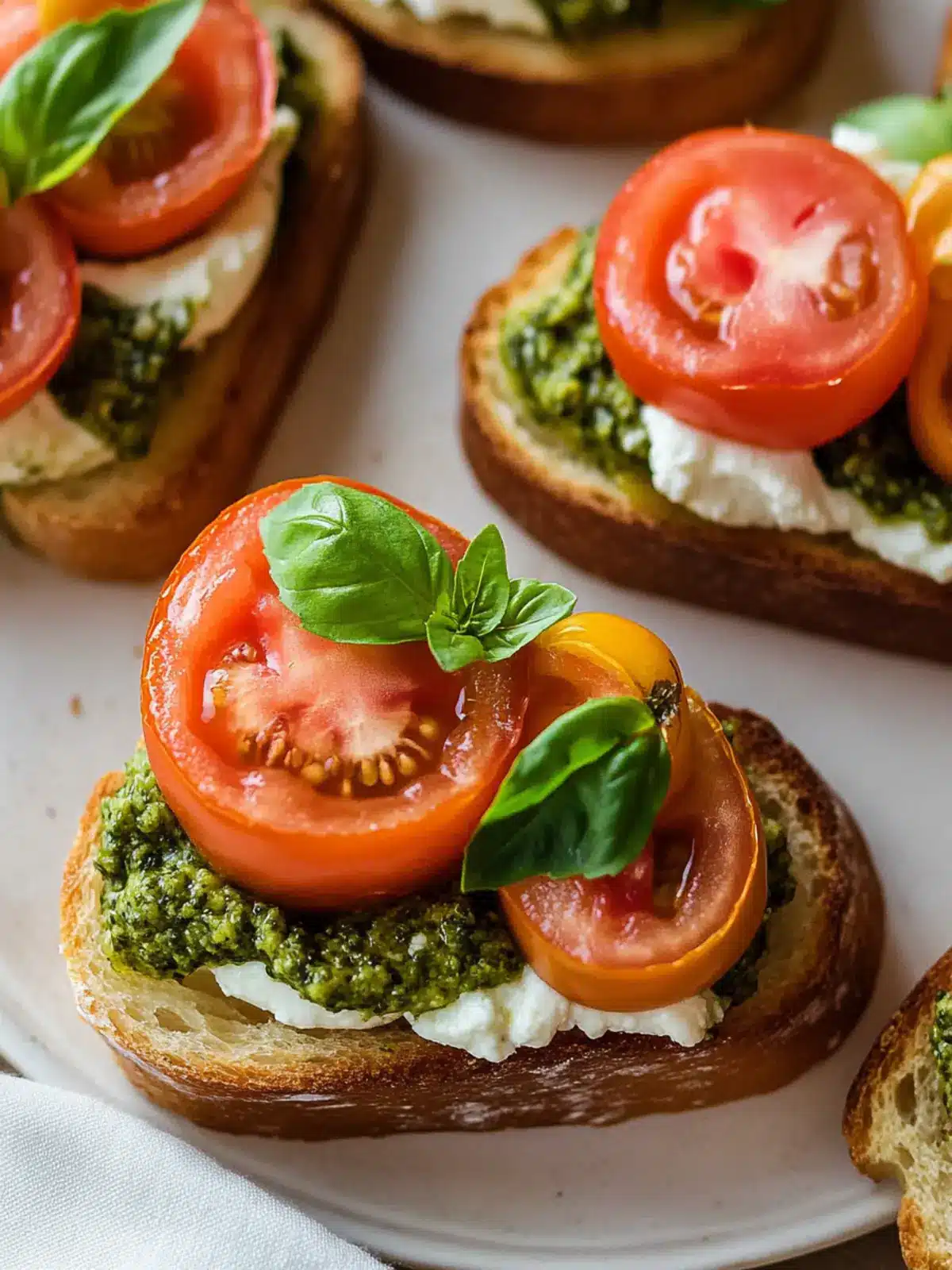 Tomato Crostini with Pesto and Ricotta for a Romantic Evening 2 Tomato Crostini with Pesto and Ricotta- For Romantic Dinner