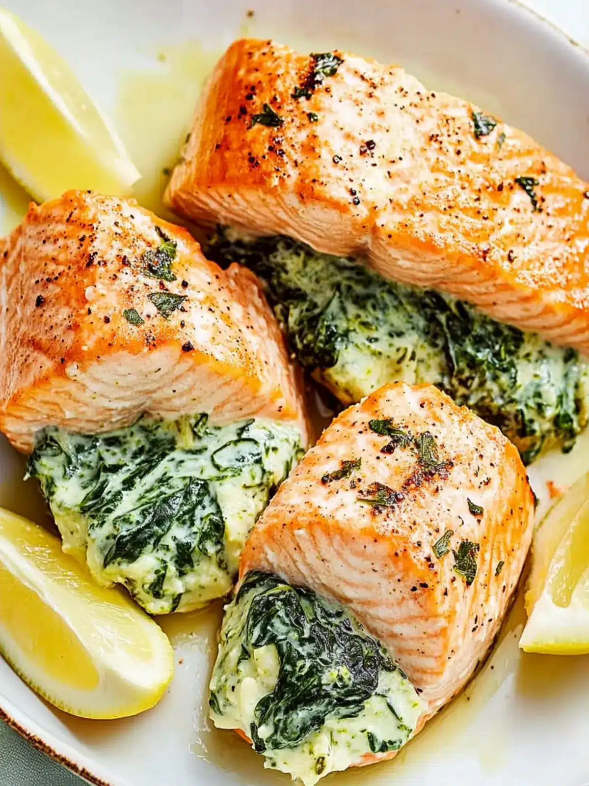 Creamed Spinach Stuffed Salmon