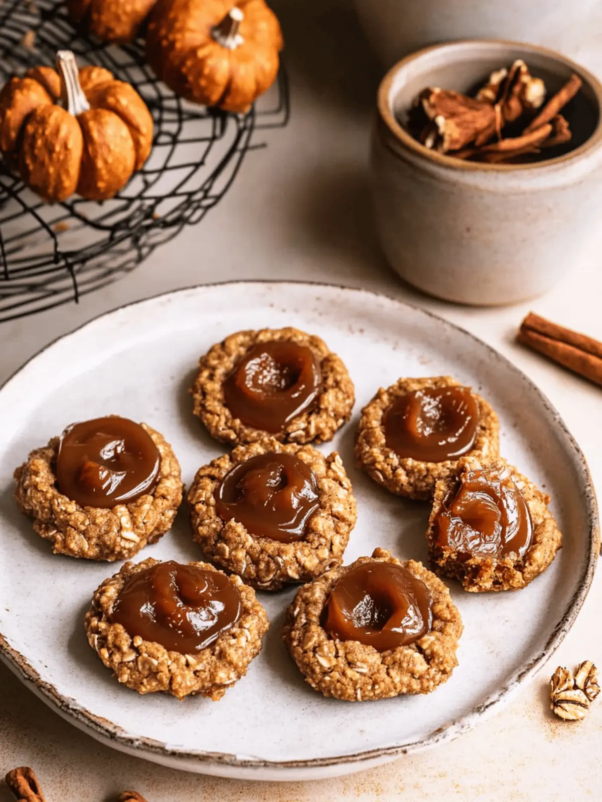 Pumpkin Spice Oatmeal Thumbprint Cookies with Date Caramel Bliss 2 Pumpkin Spice Oatmeal Thumbprint Cookies with Date Caramel