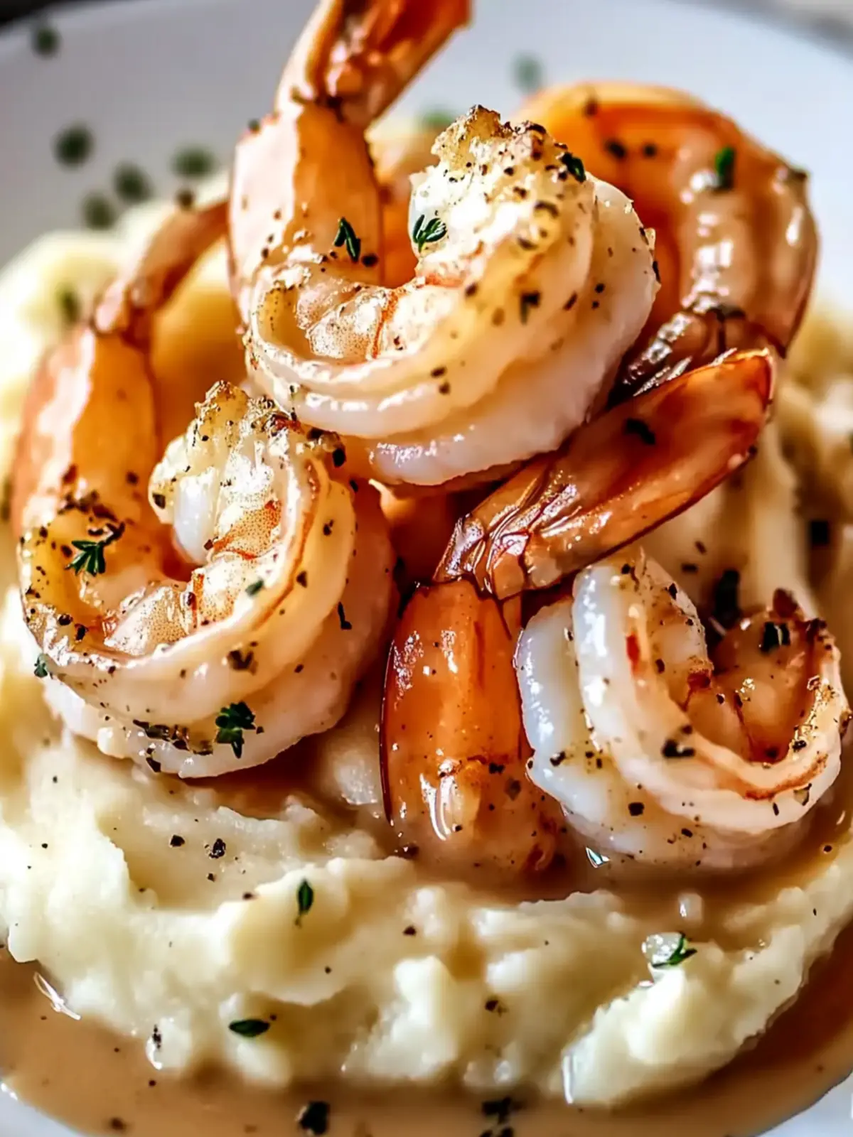 Creamy Garlic Shrimp Over Mashed Potatoes