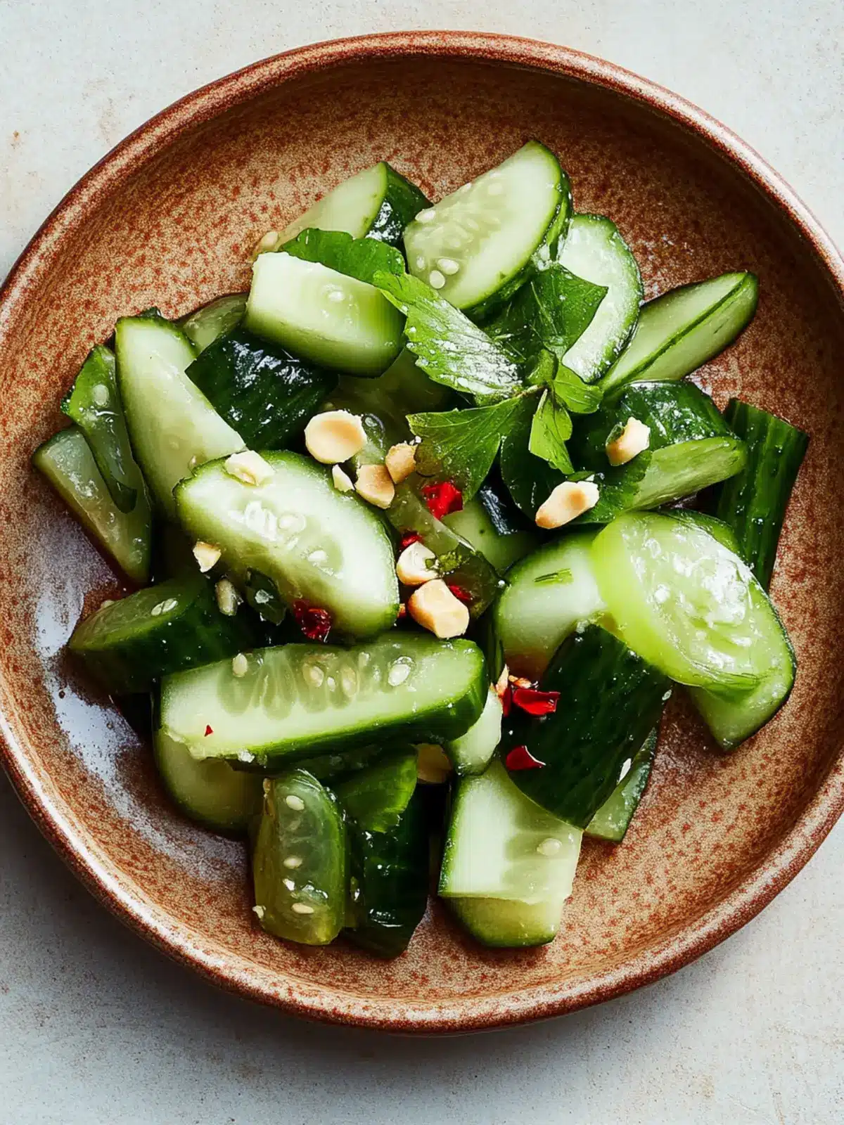 Smashed Cucumber Salad with Hot Vinegar