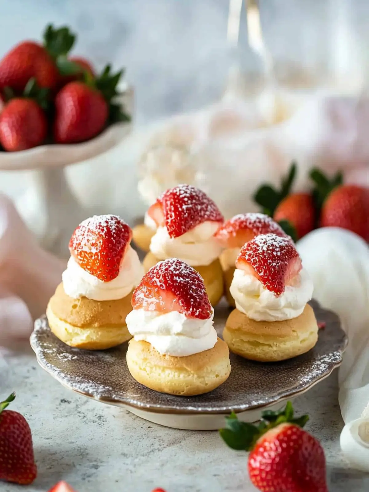 Create Irresistible Strawberry Rosé Profiteroles at Home! 3 Strawberry Rosé Profiteroles (Mini Cream Puffs)