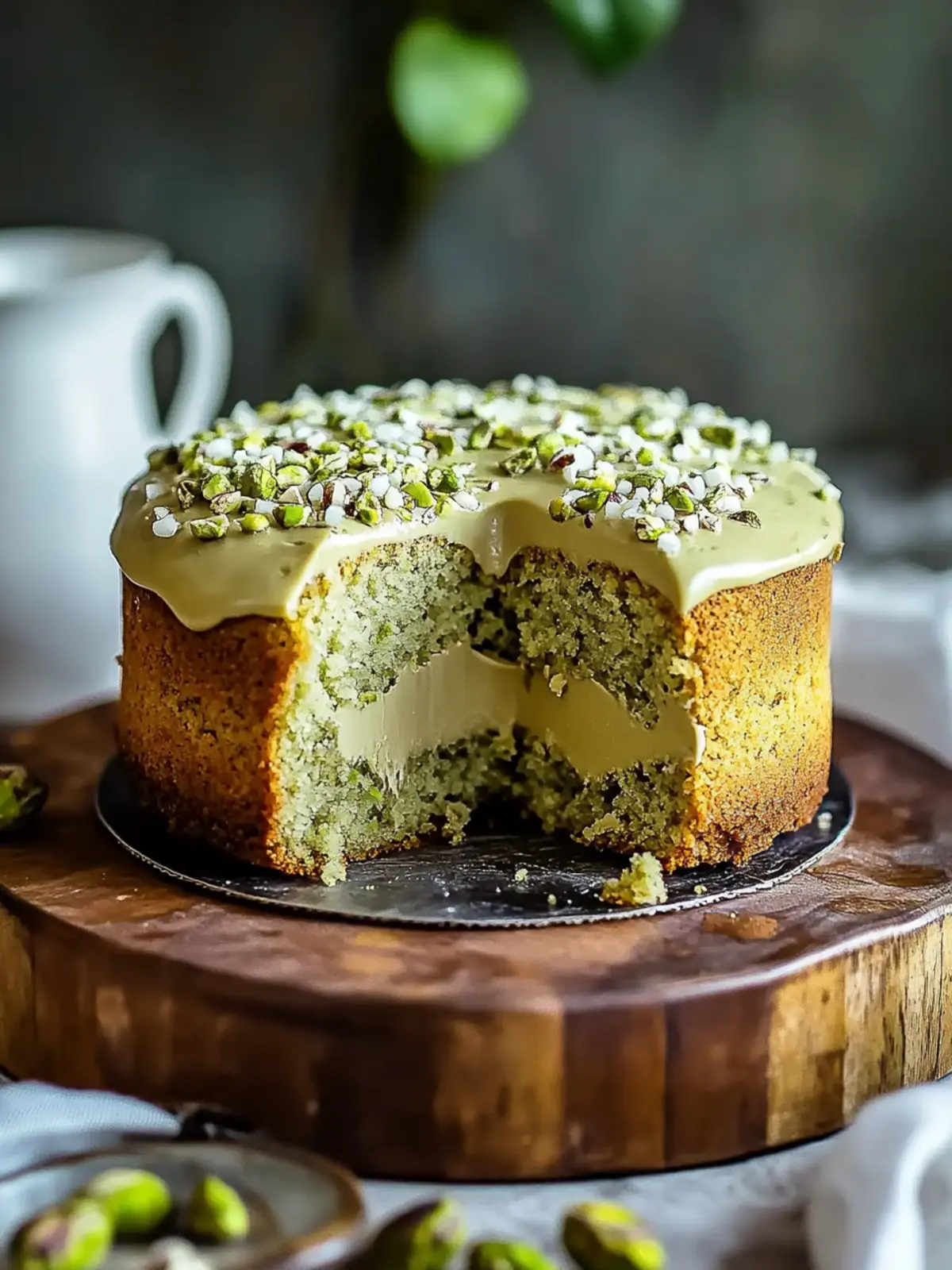 A Lush and Flavorful Irresistible Vegan Pistachio Coffee Cake