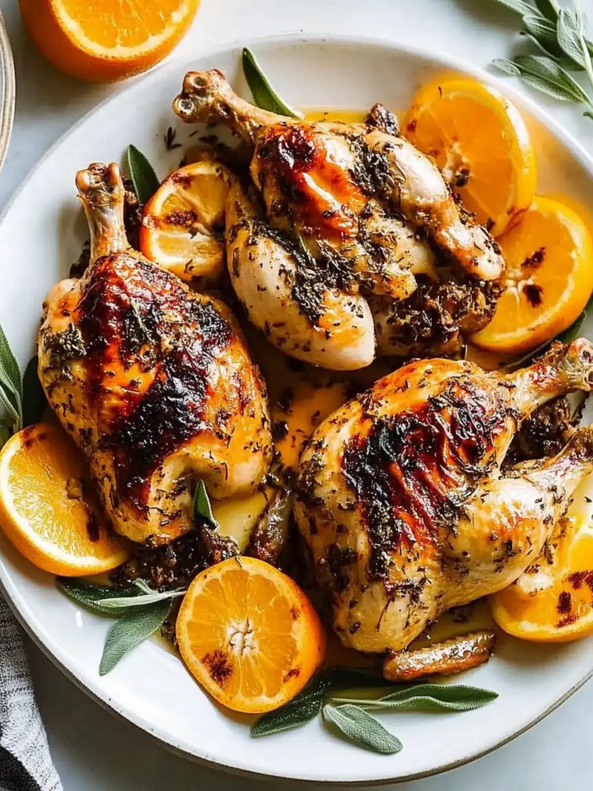 Two Roast Chickens With Citrus and Sage