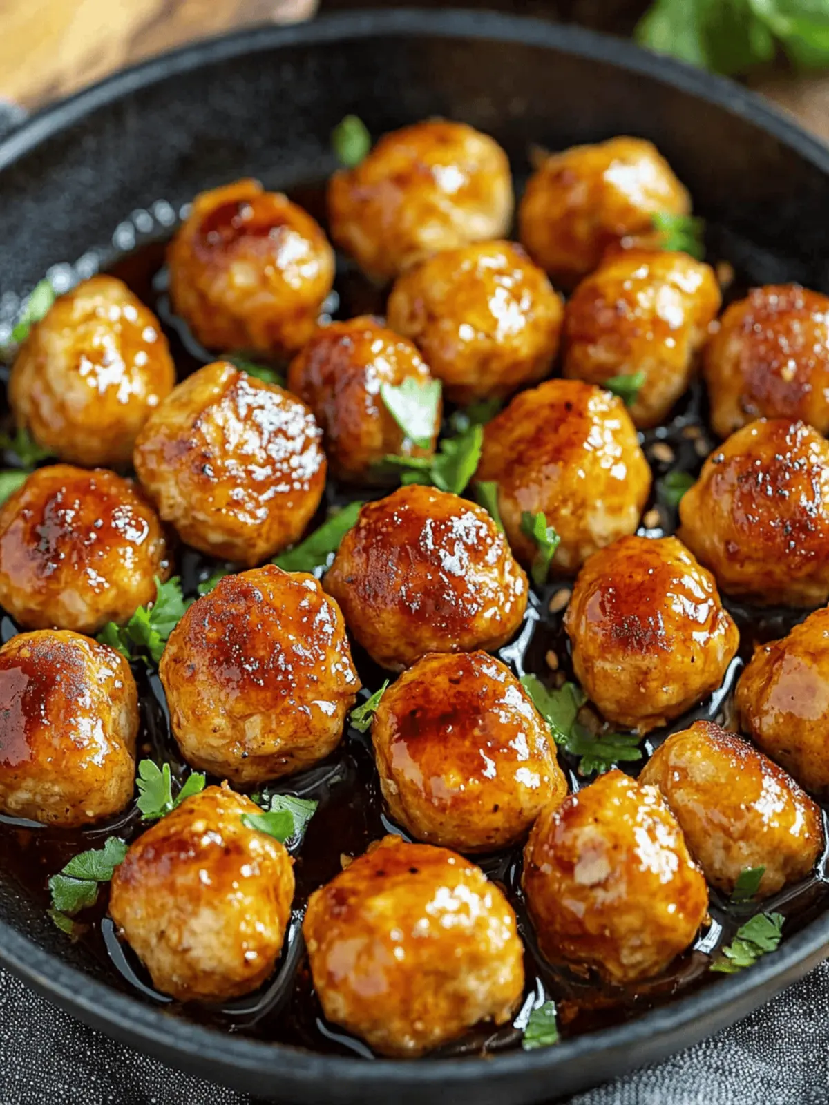 Chicken Meatballs With Honey Garlic Soy Sauce