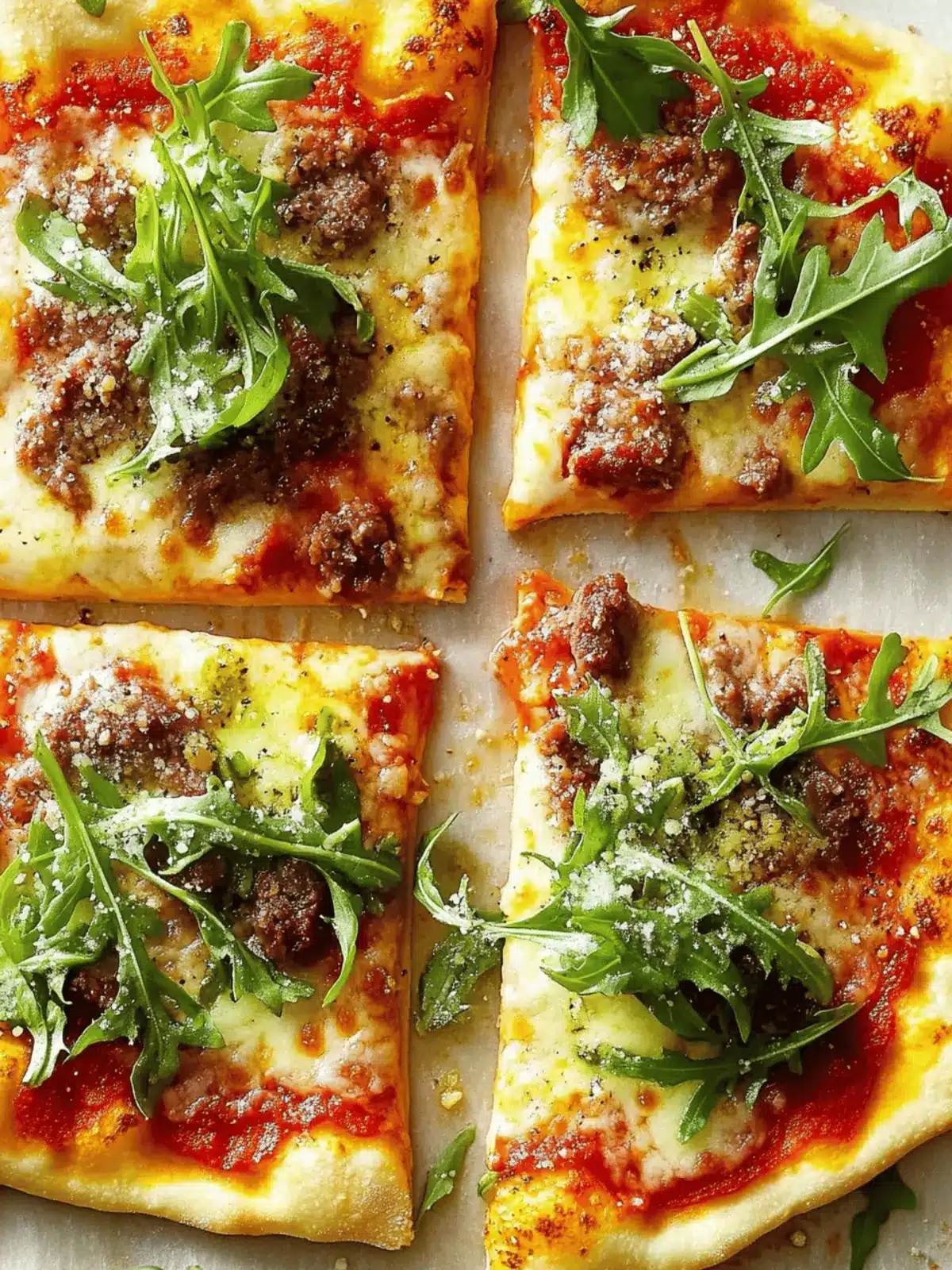 Savory Meaty Arugula Pizzas for Ultimate Family Comfort 2 Meaty Arugula Pizzas